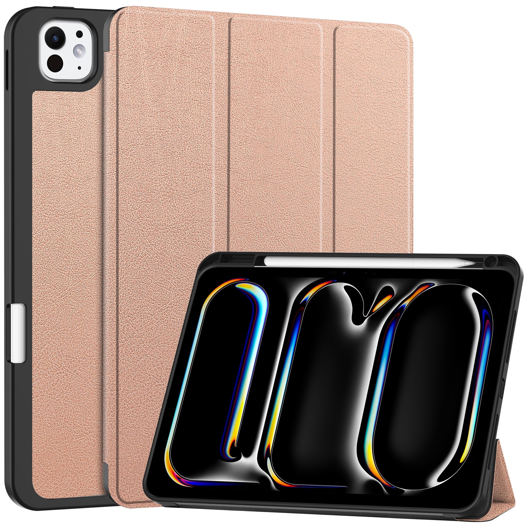 For iPad Pro 11 (2024) Leather Case Drop-proof Tri-fold Stand Tablet Cover with Pen Slot For iPad Pro 11 (2024) Leather Case Drop-proof Tri-fold Stand Tablet Cover with Pen Slot